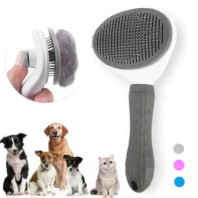 Self-Cleaning Pet Hair Removal Comb for Cats and Dogs - Grooming Slicker Brush and Accessories
