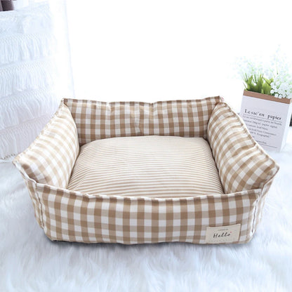 Soft Warm Pet Dog Bed Cat Bed Removable Washable Cotton Linen Nest Small Medium Large Dogs Comfortable Sleeping Mat Pet Supplies