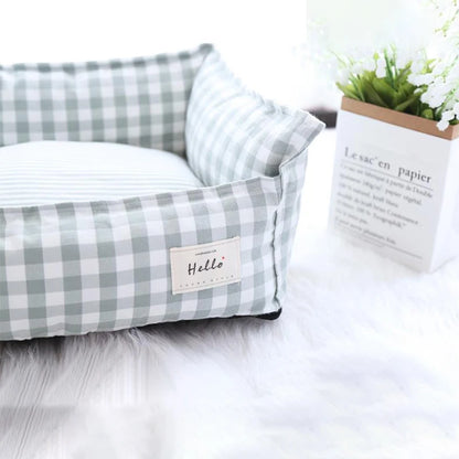 Soft Warm Pet Dog Bed Cat Bed Removable Washable Cotton Linen Nest Small Medium Large Dogs Comfortable Sleeping Mat Pet Supplies