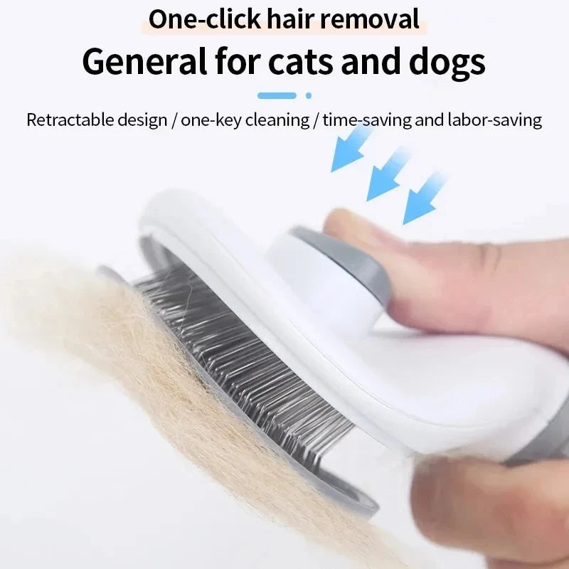 Self-Cleaning Pet Hair Removal Comb for Cats and Dogs - Grooming Slicker Brush and Accessories