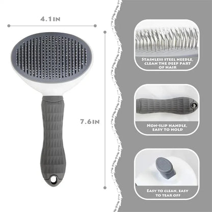 Self-Cleaning Pet Hair Removal Comb for Cats and Dogs - Grooming Slicker Brush and Accessories